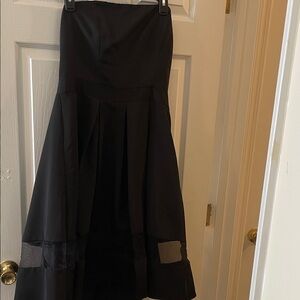 Express 12 Black High-Low Pleated Skirt with Sheer Panels